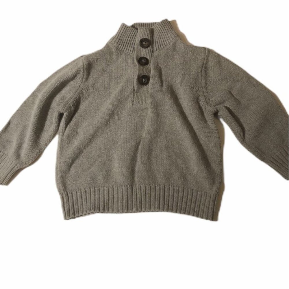 The‎ Childrens Place Baby Girl Gray Knit Sweater 12-18 Months Button Up Collar